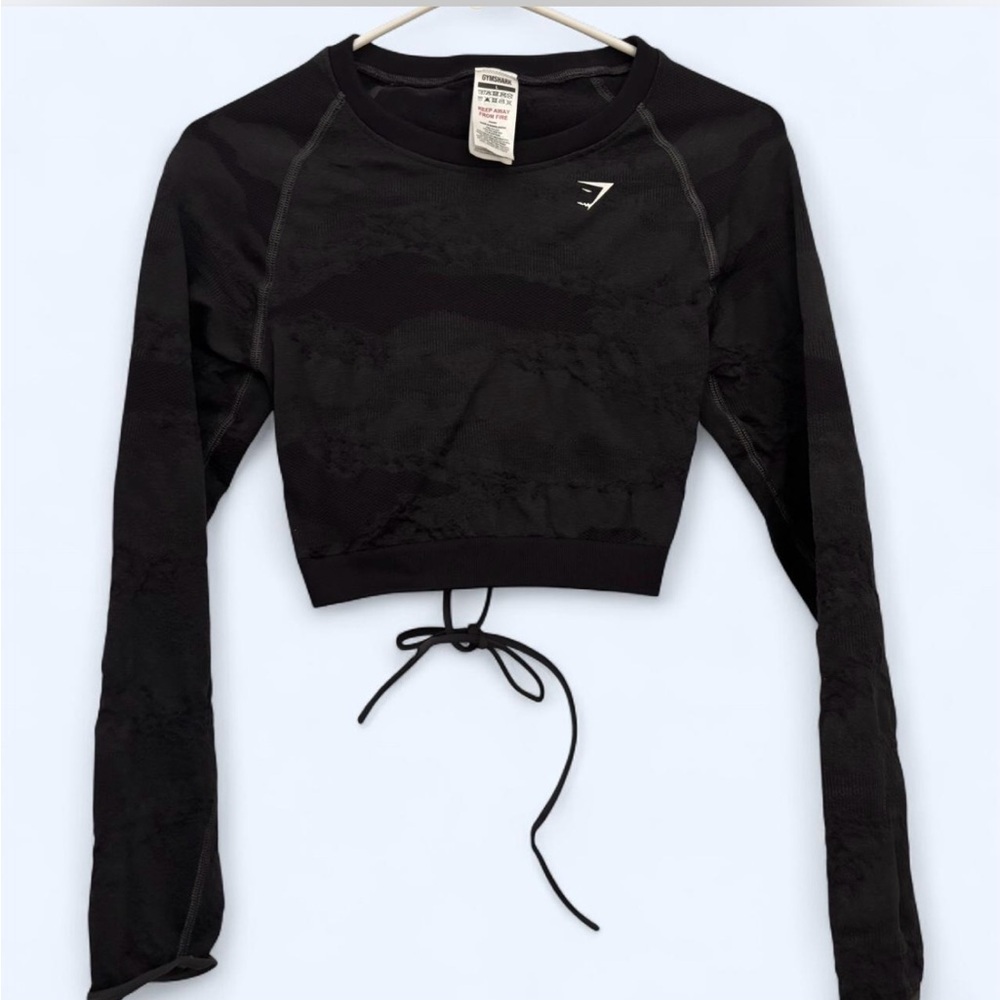 Gymshark Black Camo Long Sleeve Crop Top